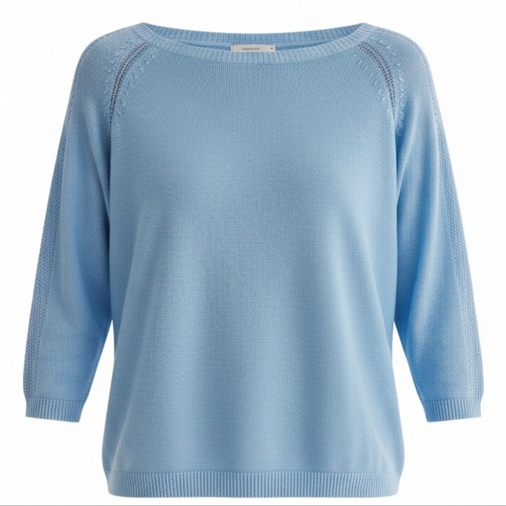 TALBOTS | Light Blue Linen Blend Preppy Breathable Scoop Neck Knit Sweater‎ | L